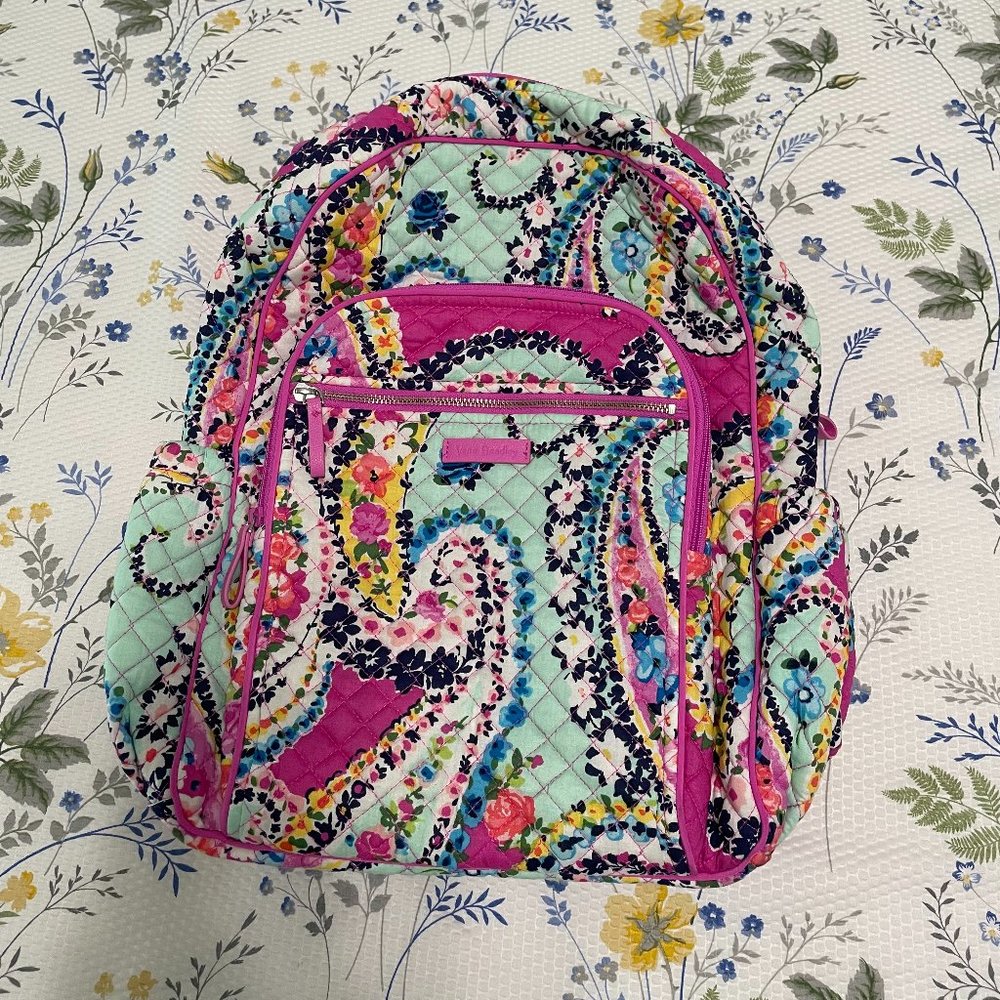 Vera Bradley Wildflower Paisley Campus Tech Backpack - EUC